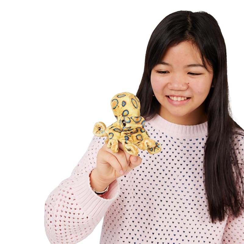 Folkmanis Mini Blue Ring Octopus Finger Puppet.