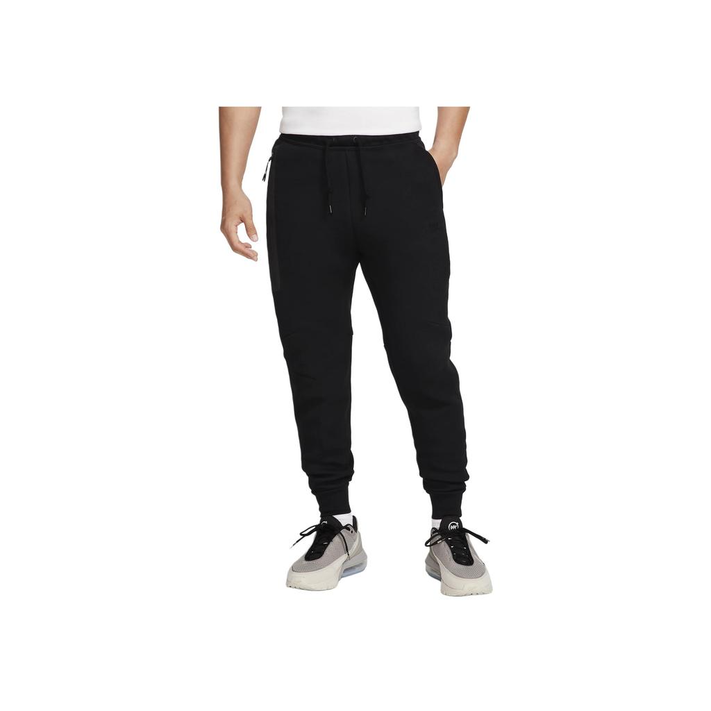 Nike Solid Mid-Waist Drawstring Jogger Knit Pants Men Bottoms Black FB8003-010
