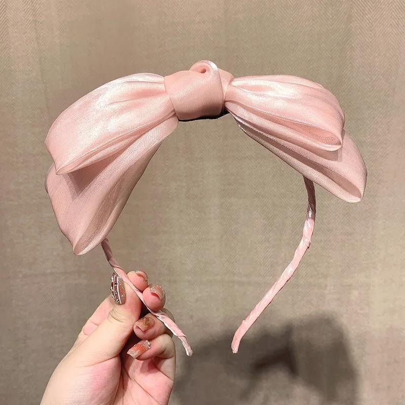 Spring/ Girl Bow Bezel Headband Solid Hair Band Diademas Para El Pelo Mujer Headbands for Women