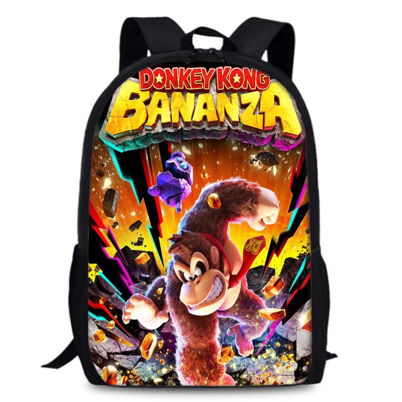 Donkey Kong Bananza Childrens School Backpack With Oxford Fabric For Kids Education