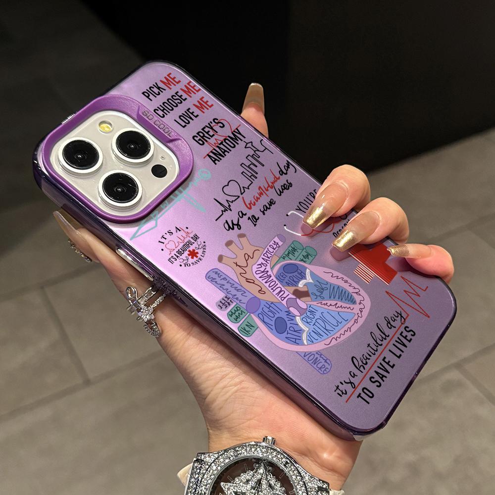 TV Grey's Anatomy Phone Case for iPhone 17 Air 16 16e 15 14 Plus 13 12 11 Pro Max X Xs XR 8 Colorful Silver Hard Cover