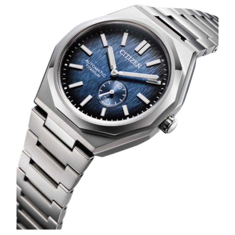 Citizen Mechanische Armbanduhr Kollektion Armbanduhr Automatisches Mechanisches Uhrwerk Titanarmband 40,5mm Blaues Zifferblatt NK5020-58M