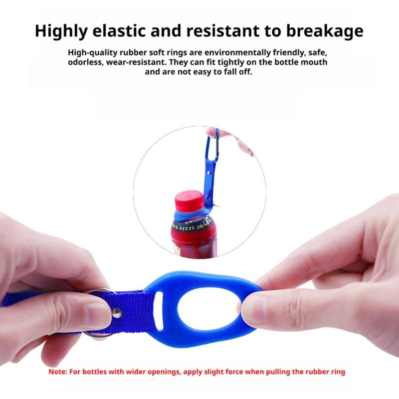 Set of 4 Water Bottles Carry Fasteners with Carabiners and Riveted Connectors Rope for Belt Placement, Commuting, Cycling, Day Travel, and Camping