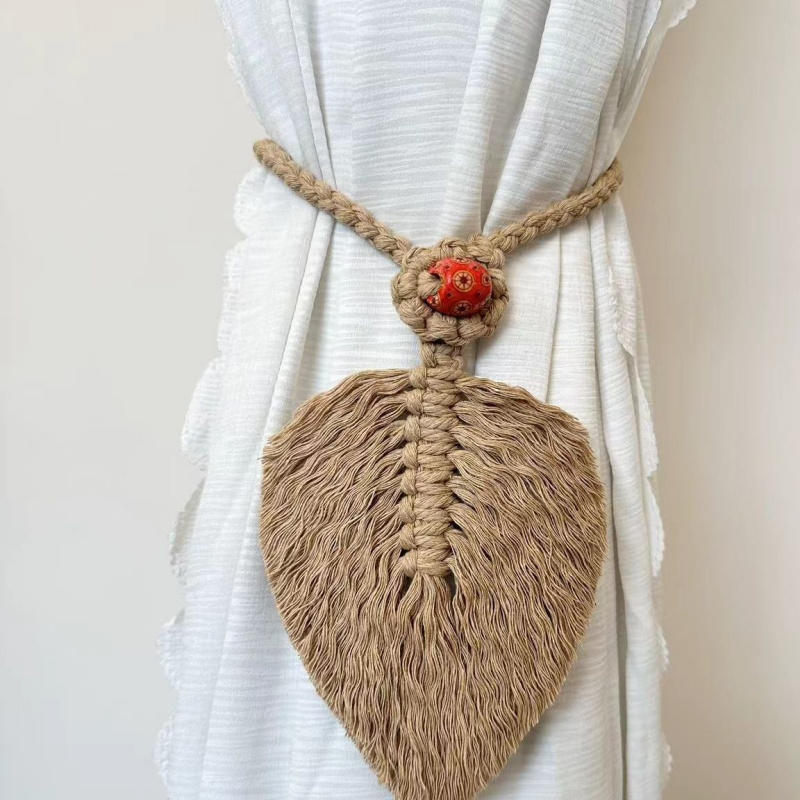 Curtain Holdback Braided Tie Back Holder Bohemian Home Decoration Handmade Curtain Tiebacks Macrame Tassel Leaf Shaped