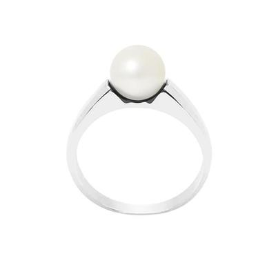 PERLINEA – Echter runder Süßwasser-Zuchtperlenring 7–8 mm – natürliche weiße Farbe – 925er Sterlingsilber – Damenschmuck