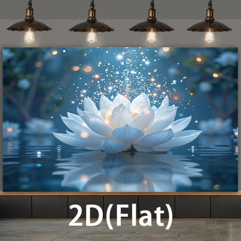 2D mystische weiße Lotusblume auf Wasserhintergrund