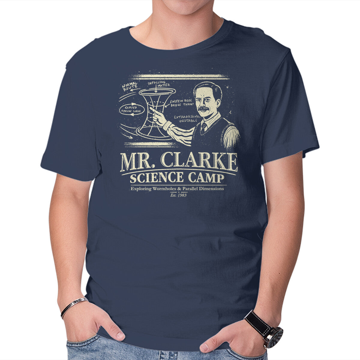 Unisex Crew Neck T-Shirt Mr. Clarke s Science Camp Graphic Short Sleeve Casual Tee XS