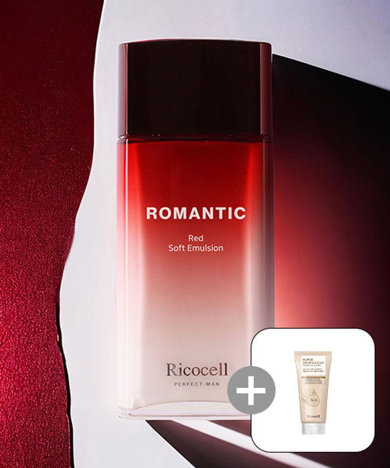 Ricocell Perfect Men Romantic Red Soft Emulsion 150ml x 2 + Ricocell Centella & Mugwort Super Deep Clean Foam Cleanser 120ml x 1