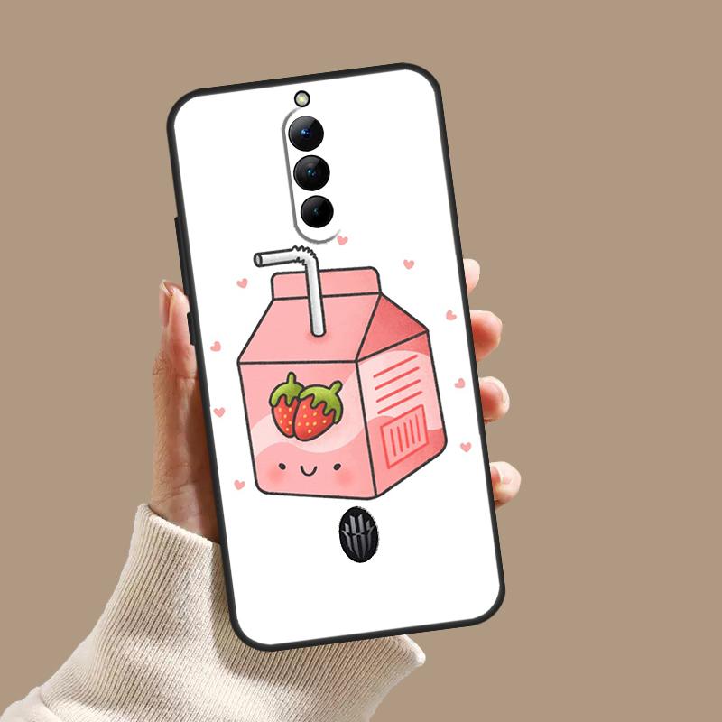 Cute Strawberry Milk Box Case For ZTE Nubia Red Magic 10S 9S 8S 8 9 10 11 Pro Plus 6 7 6S 7S Pro 5G 6R 10 Air Cover