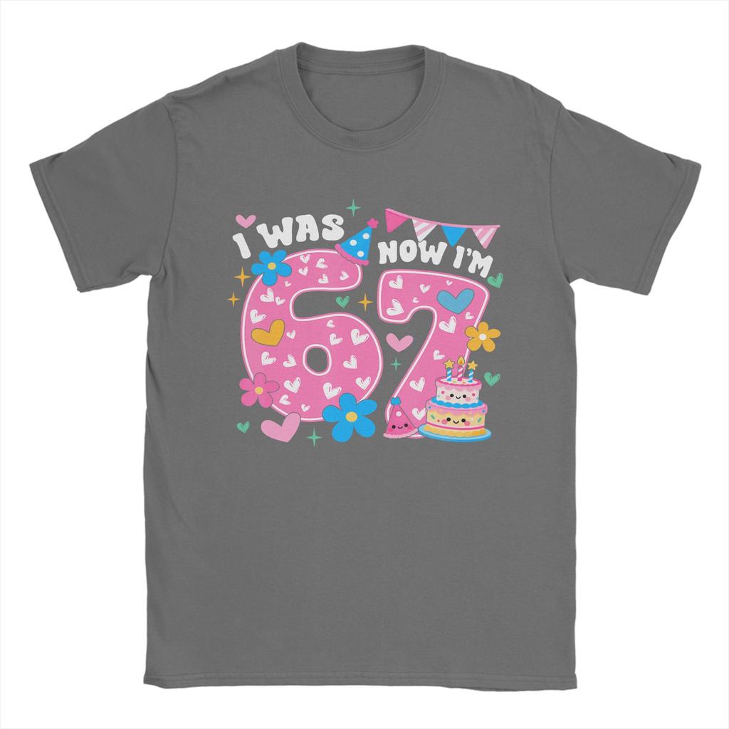 I was 6 Now Im 7 Six Seven Birthday TShirt Summer Cotton T Shirts For Unisex Fashion Design Tee Shirt Short Sleeves Y2K Clothing