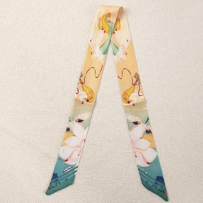 New Floral Hair Tie Set: Thin Braided Ribbon Bow and Scarf In Gift Box