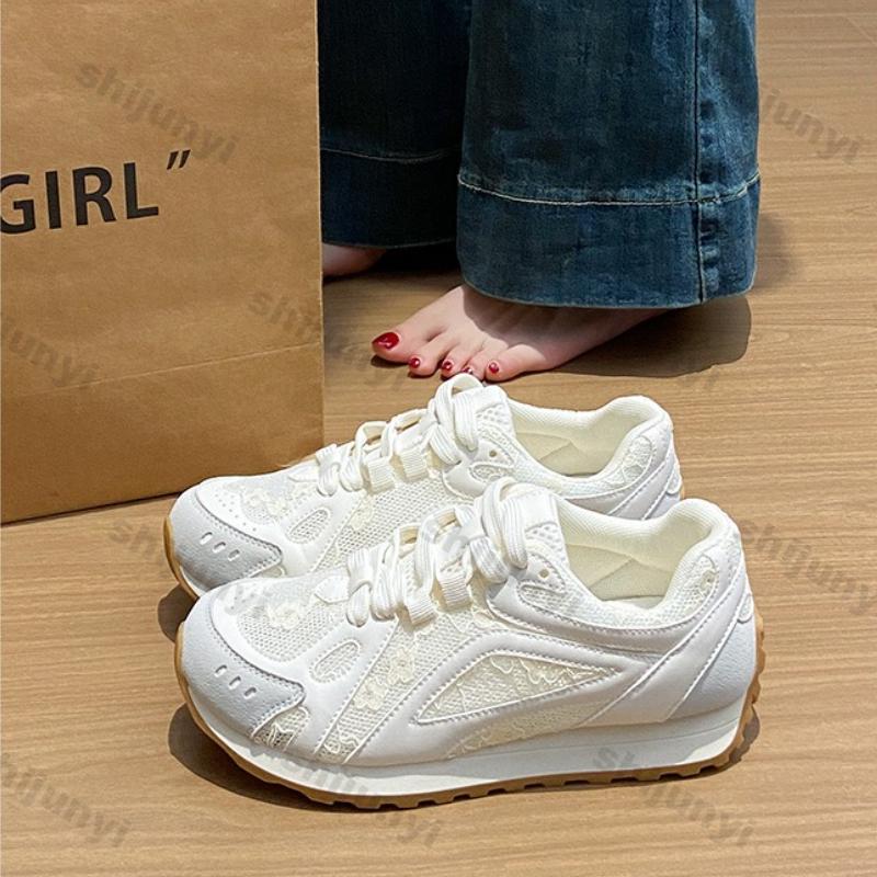 Fashion Women Shoes 2025 Spring Autumn New Fashion Comfort Height Increase Casual Shoes Breathable Mesh Lace Non Slip Platform Sneakers