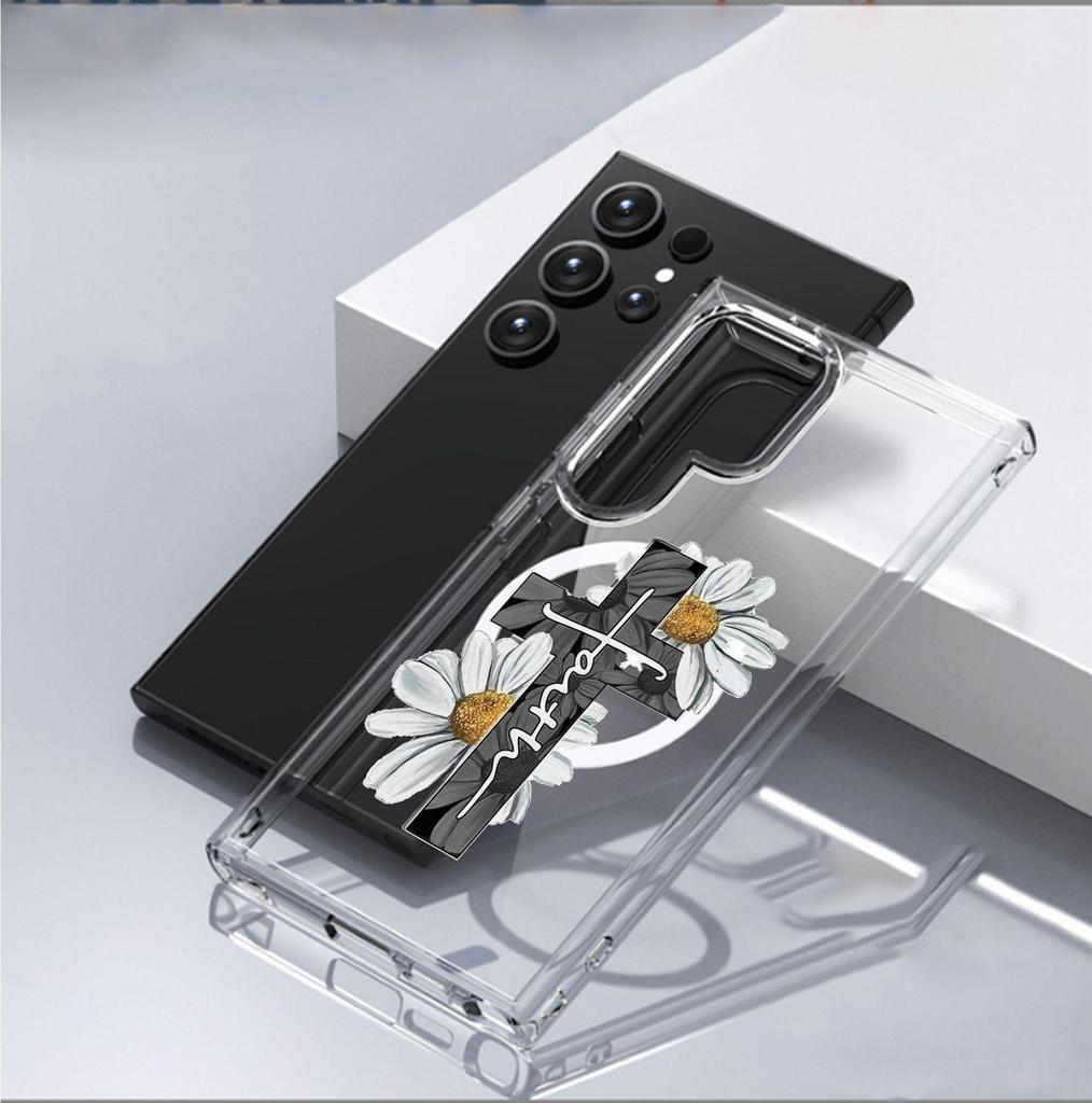 Daisy Magnetic Transparent Full Coverage Case for iPhone 15/16/17 Pro Max