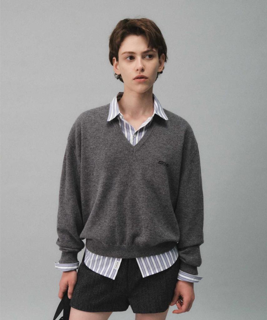 GROVE 26Fw Myles V-Neck Knit (Melange Gray)