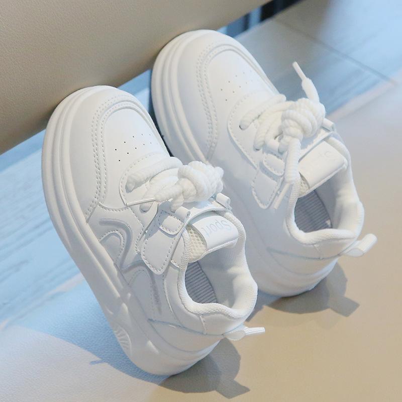 Spring and autumn new children's white sneakers, boys' sports shoes, lightweight girls' casual sneakers, soft-soled baby shoes