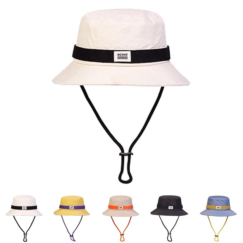 Freedom Outdoors Women's Black Unisex Ngshe Embroidery Draw Rope Bucket Hats Fishermen Caps Outdoor Casual Cap Sunscreen Hat Adventure Hat