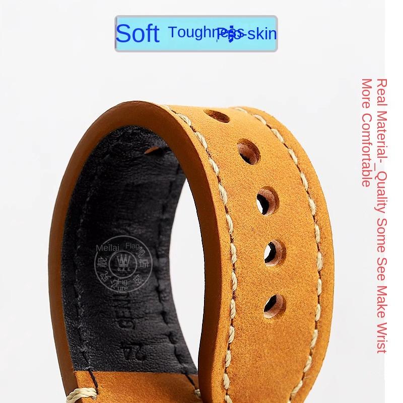 Konvexer Mund-Armband Für ORIS Tauch AQUIS Retro Rindsleder 733 7730 7740 Herren-Uhrenarmband 24 * 12mm 24 * 11mm Gürtel