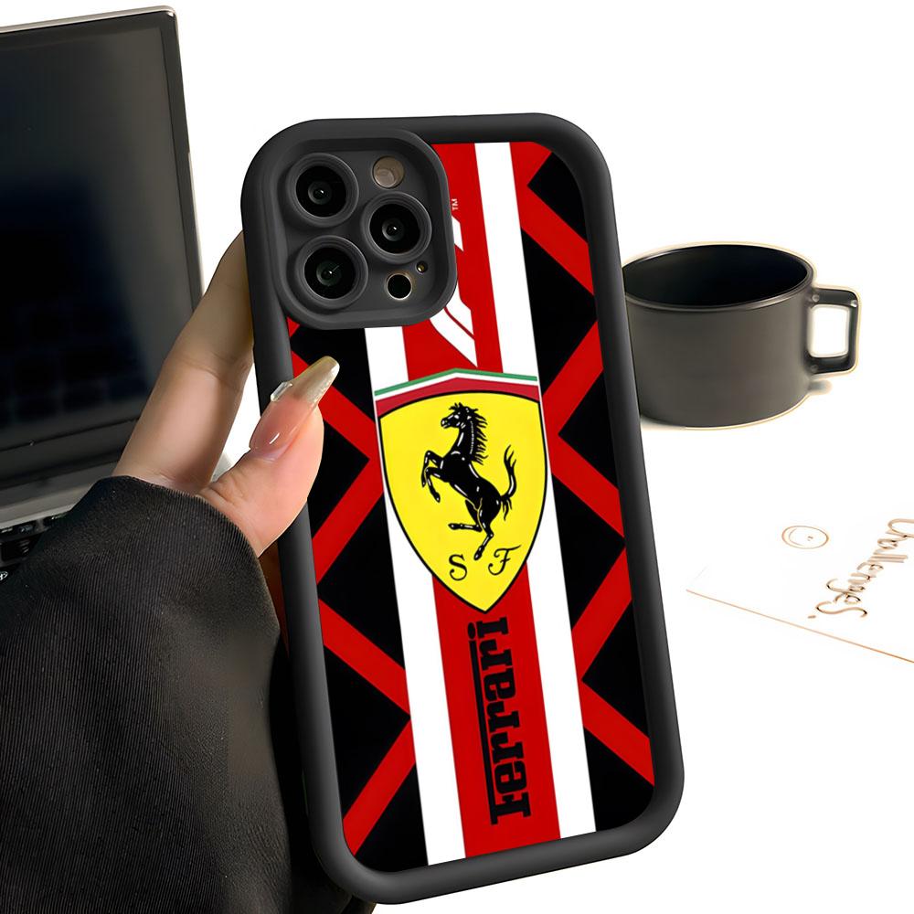 Luxury FerrariEs Sports Car Phone Case Simple Solid Color Frosted Silicone For IPhone 17 16 13 12 15 14 Promax Plus All Inclusi JG2
