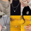 Sweet and cool lava love necklace women's tide niche high-end design sweater chain versatile personality sweater chain men