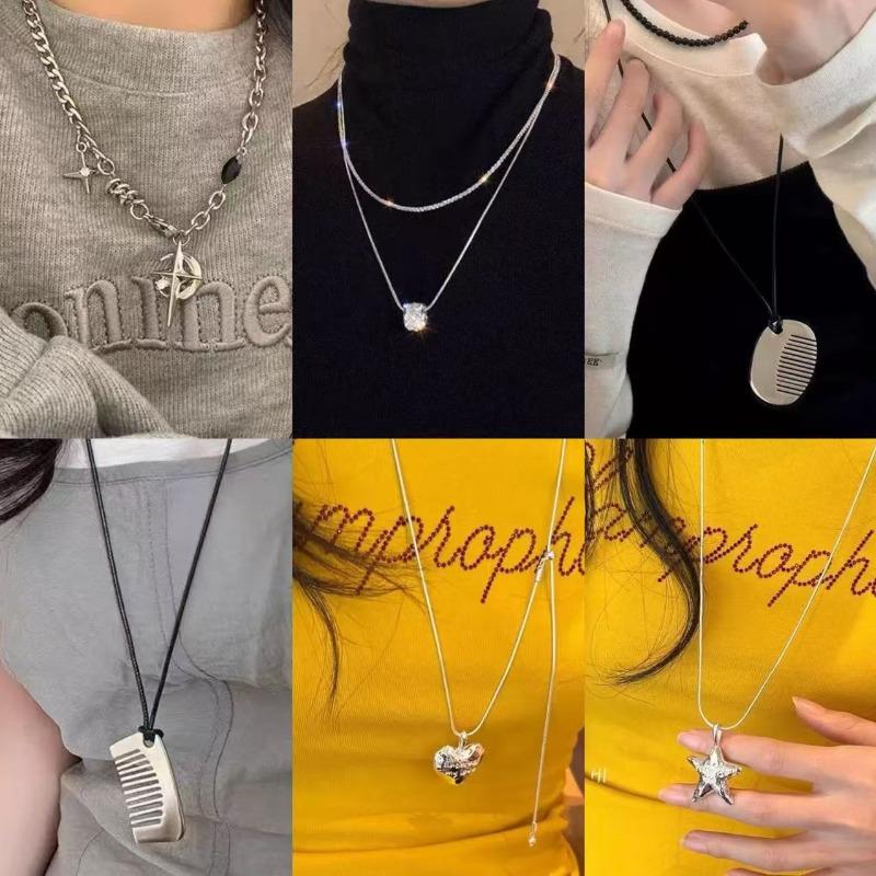 Sweet and cool lava love necklace women's tide niche high-end design sweater chain versatile personality sweater chain men