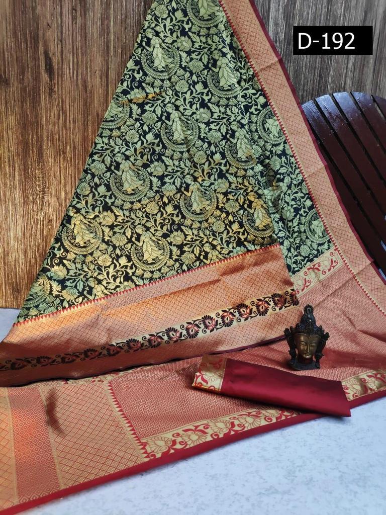 Indischer traditioneller Saree aus weicher Lichi-Seide mit Jecquard-Weberei