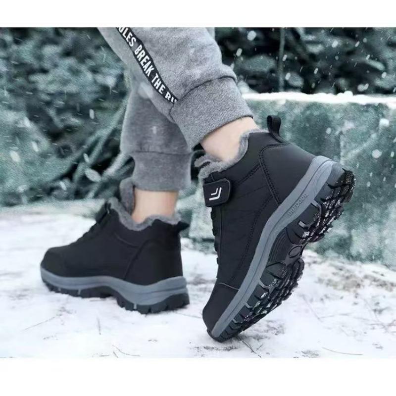 Herren Schneestiefel Thermo Winterschuhe Schnürstiefel Mit Klettverschluss Lässige Wanderschuhe