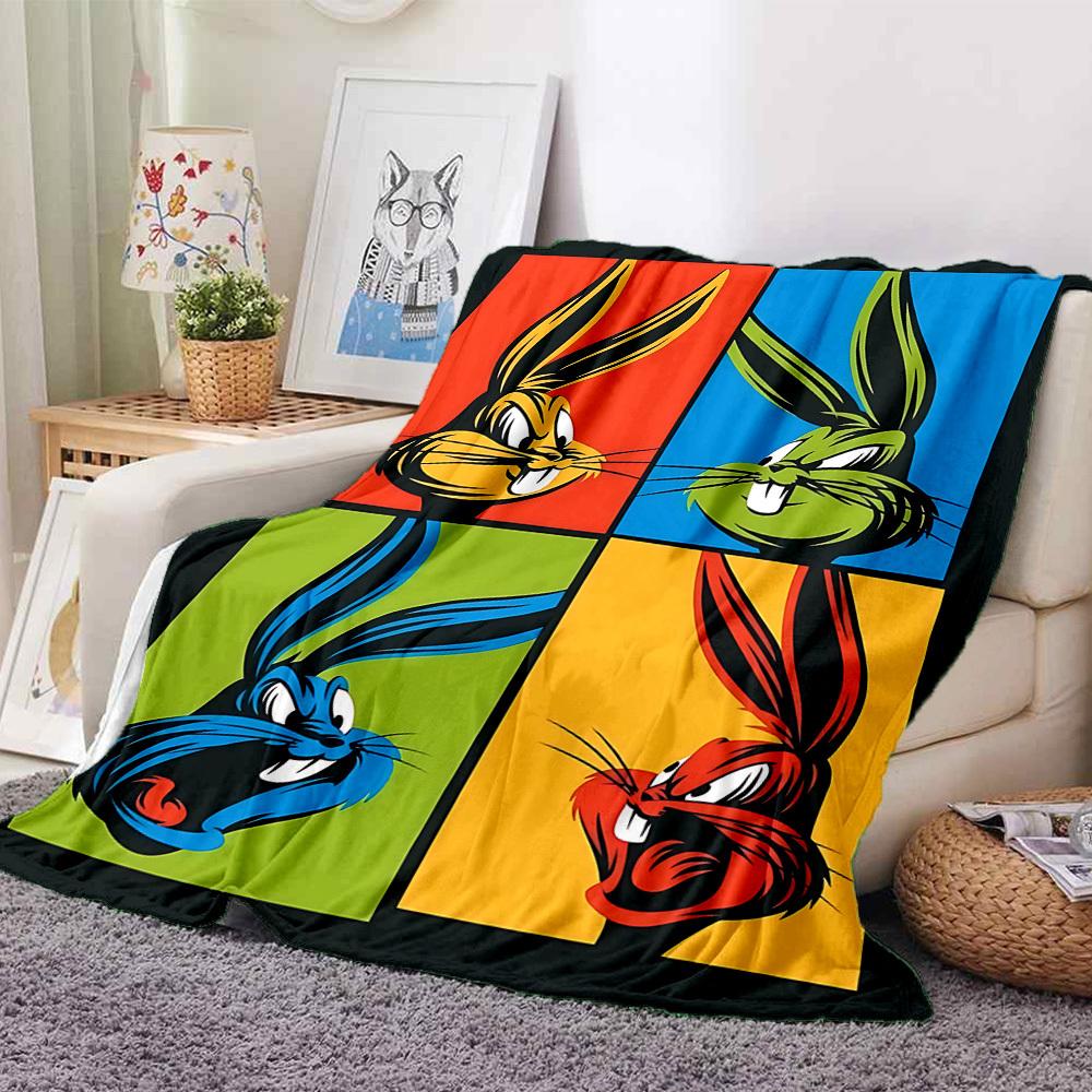 1pc Bugs Bunny Pop Art Flannel Throw Blanket Lightweight Soft Warm All Season Blanket for Sofa, Bed, Travel,L1028155