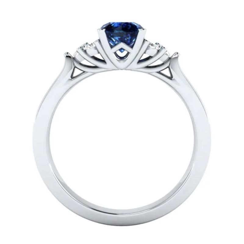 Genuine Natural Sri Lanka Sapphire S925 Silver Ring Birthstone Engagement Design Ring Ladies Blue Gemstone Fashion Ring