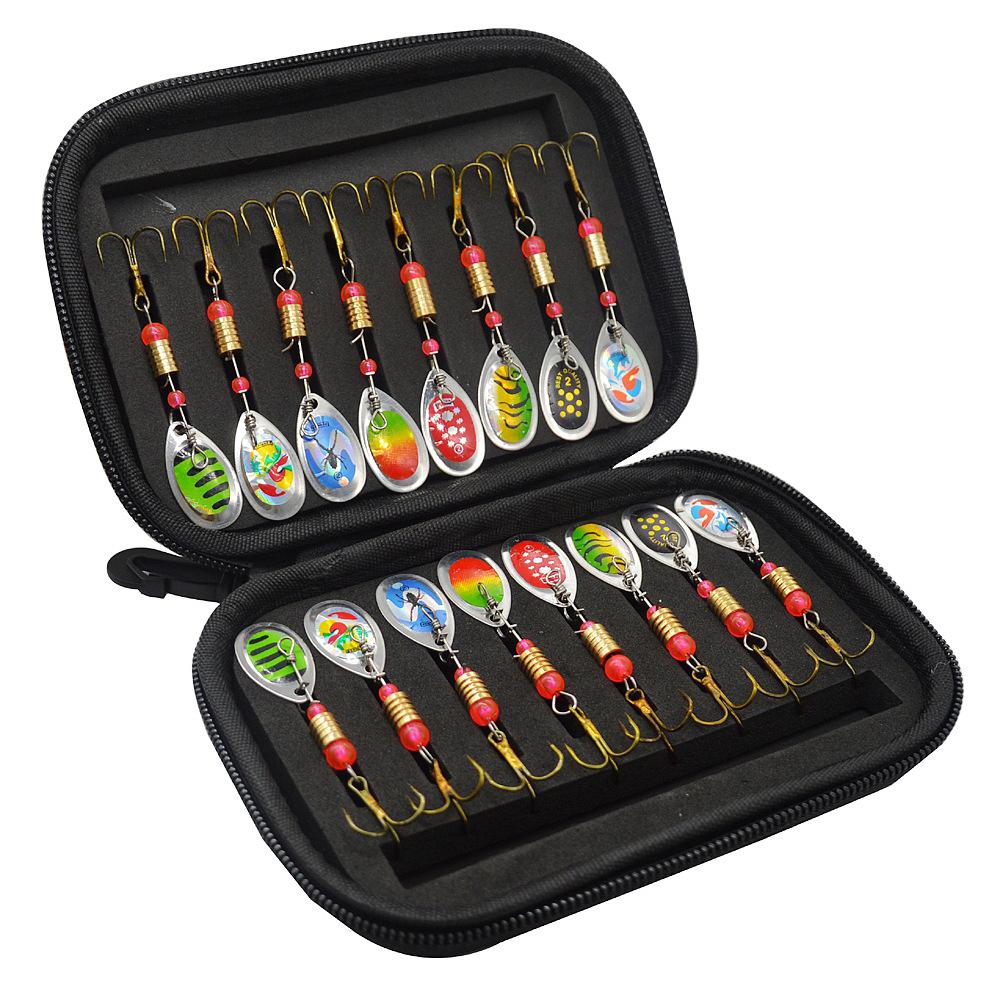 Hot 16Piece Set of Lure Bait, Rotating Composite Sequin Fishing Gear Bag, Metal Sequin Fake Bait