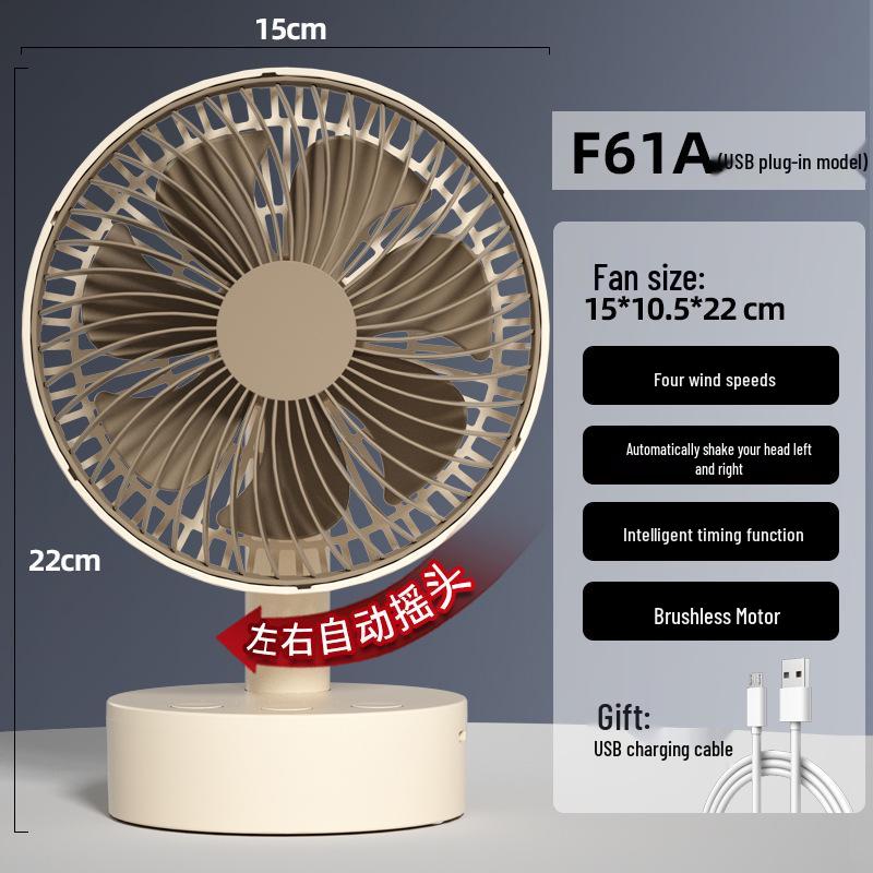 Cassidov 6-inch Rechargeable USB Oscillating Desktop Fan with Long Battery Life