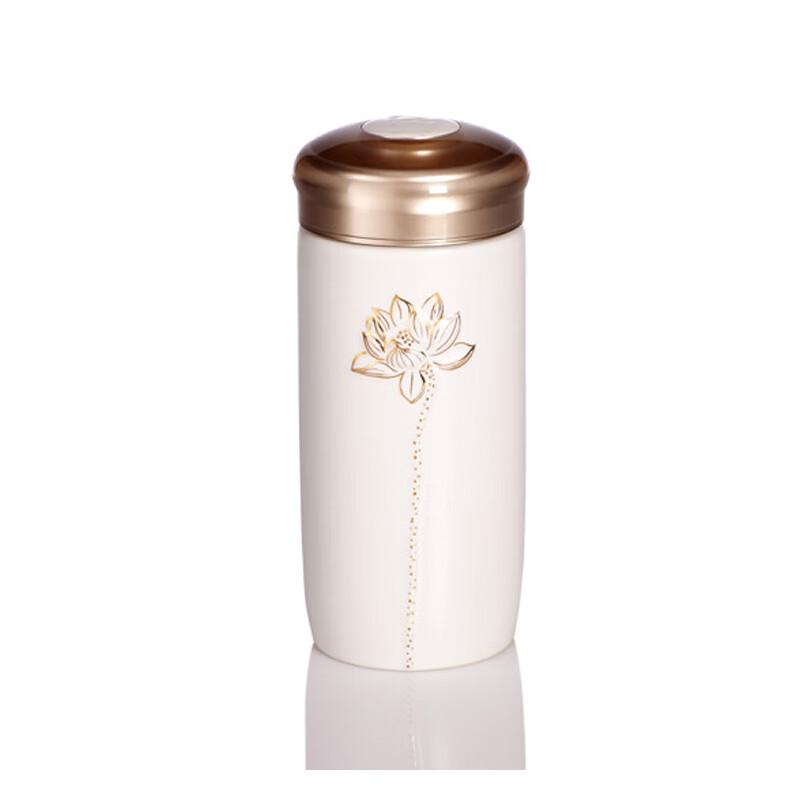 Qian Tang Xuan Fresh Lotus Ceramic Portable Cup with Lid