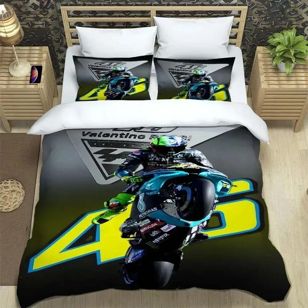 Juegos de Cama 3D Adolescentes Moto R-Rossi 46 Motocicleta Para Niños Niños Funda Nórdica Con Funda de Almohada Juego de Ropa de Cama Textil para el Hogar