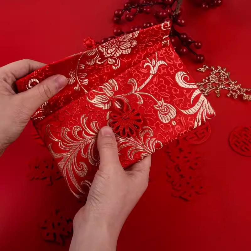 Chinesischer Knoten Roter Umschlag Geschenktüte Jahr Rote Umschläge Traditionelle Hochzeit Glückstasche Quastentaschen für Hochzeit Frühlingsfest