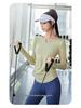 Juyi Hall Solid V-Neck Ruched Long Sleeve Women's Bodycon Yoga Top
