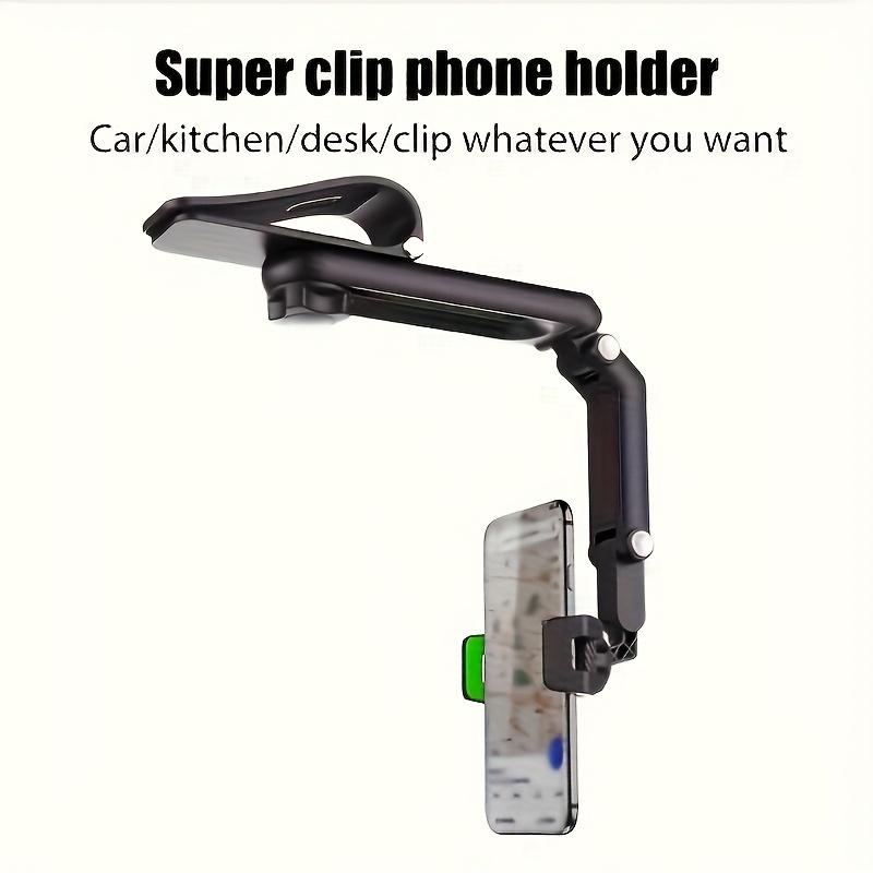 Car Sun Visor Mobile Phone Holder, 360 Degree Rotation, ABS Material, Suitable for Dashboard, Waterproof Car Mobile Phone Holder with Rotation