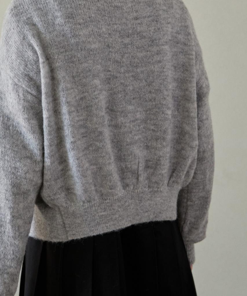 WIOE Basic Round Knit Cardigan_Melange Gray