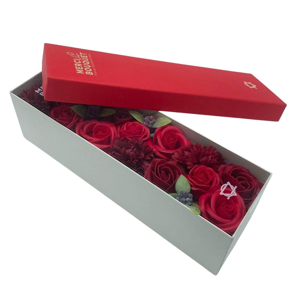 Soap Flowers Long Box, Red Roses