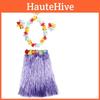 Cute Kids Hawaiian Grass Hula Lei Skirt With Bright Color Flower Wristband Garland Fancy Costume For Festivals And Parties