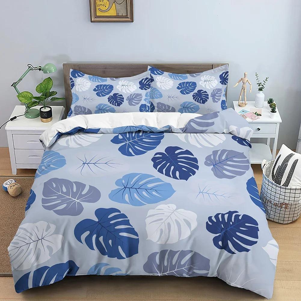 Leaves Duvet Cover Set 3D Flower Printed Bedding Set Comforter Cover With Pillowcase Single Twin King Queen Bedclothes