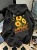 Full Of Sunflower Prints Hoodie Women Winter Loose Pocket Pullovers Casual Jogging Sweatshirt Sporty Fleece Warm Womans Clothes