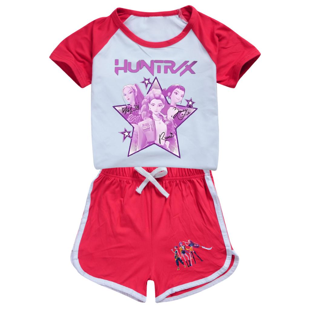 5034 Kids Girls POP Rumi Zoey Mira Print T-shirt Shorts Sport Tracksuit Clothes Set