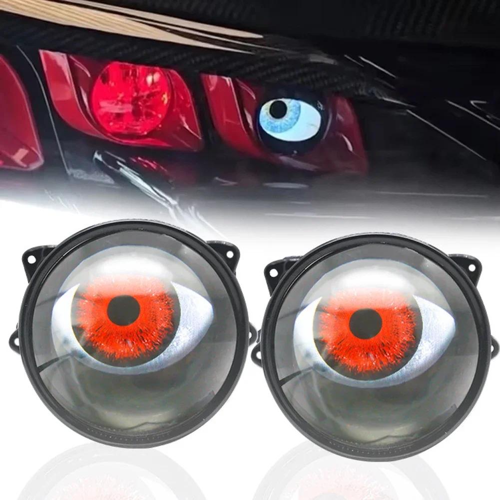 1Pair Car Dynamic Devil Eyes Lens Lights 12-36V Demon 3‘’ Red Eye ABS Waterpoof Headlight Assembly Auto Retrofit Accessories