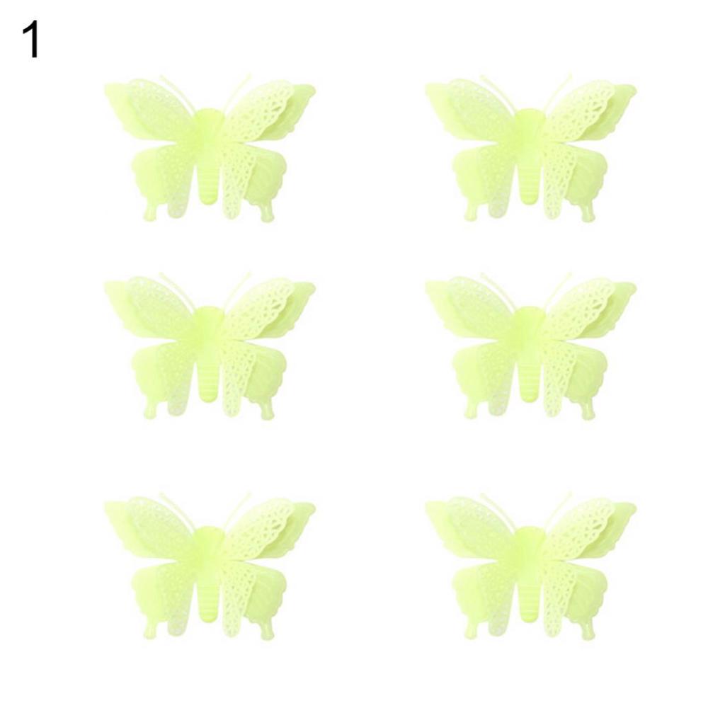 6Pcs Waterproof Luminous Artificial Butterfly Wall Stickers DIY Home Wall Decor