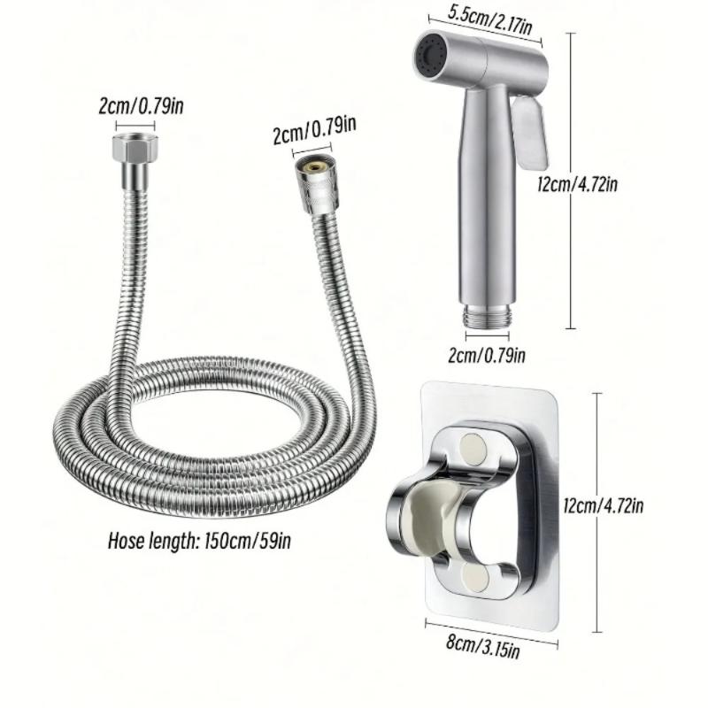 Stainless Steel Toilet Bidet Sprayer Set High Pressure Flushing Bathroom Toilet Cleaning 304 Stainless Steel Toilet Sprayer Set