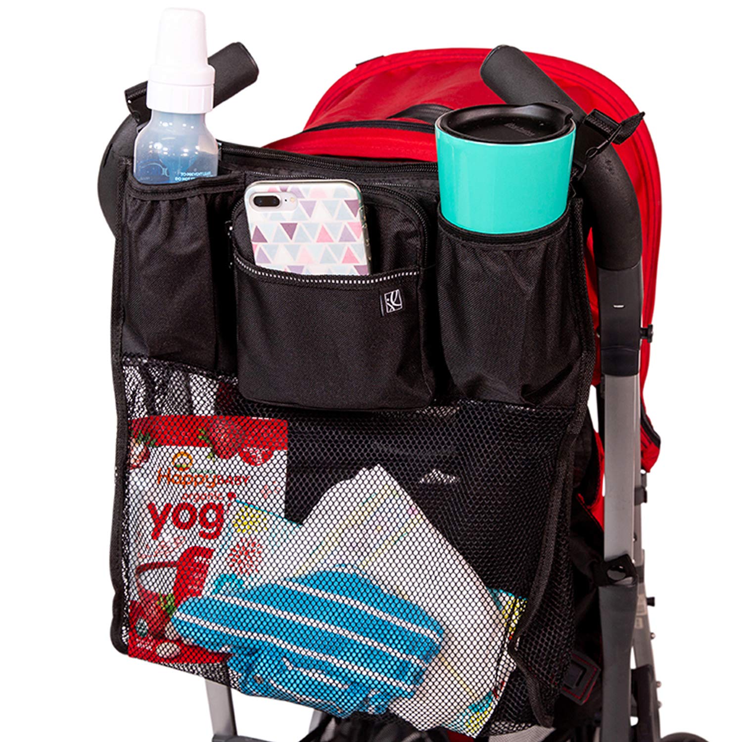 

Stroller Bag, Stroller Accessory Bag with Drink Holder, Large Capacity, Multifunctional Storage Compartment (Foldable while attached), Genuine Japane
