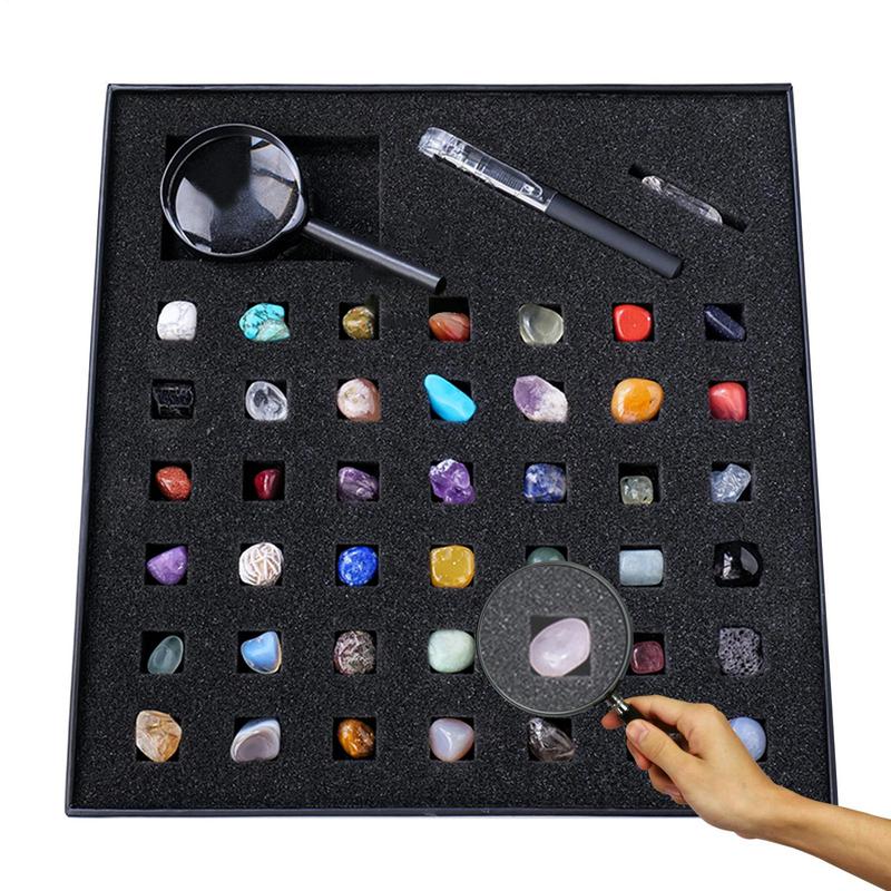 2026 Nuova Scatola da Collezione Rock Per Bambini Regalo di Natale Set di Pietre Preziose Naturali Cristalli Kit Scientifico sui Minerali Regali di Scienza della Geologia