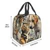 Adorable Dog Puppy And Kitten Friends Insulated Lunch Bag for Women Cooler Thermal Food Box Tote Leakproof Lunch Boxes Container