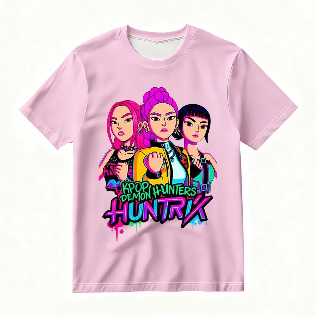 Women's Summer KPop Demon Hunters Graphic T-Shirt Vibrant Cartoon Character Print Tee Fashion Streetwear & Casual Daily Outfits