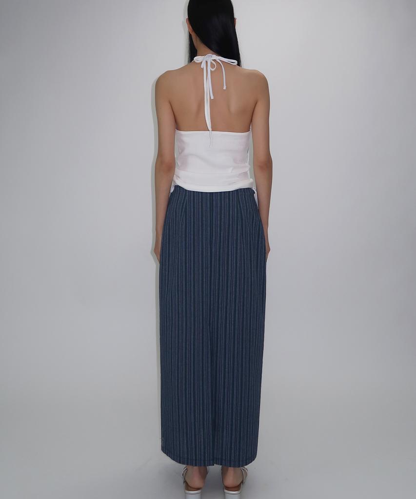 Tteolseutikeulleob Multi Stripe Maxi Skirt - Navy