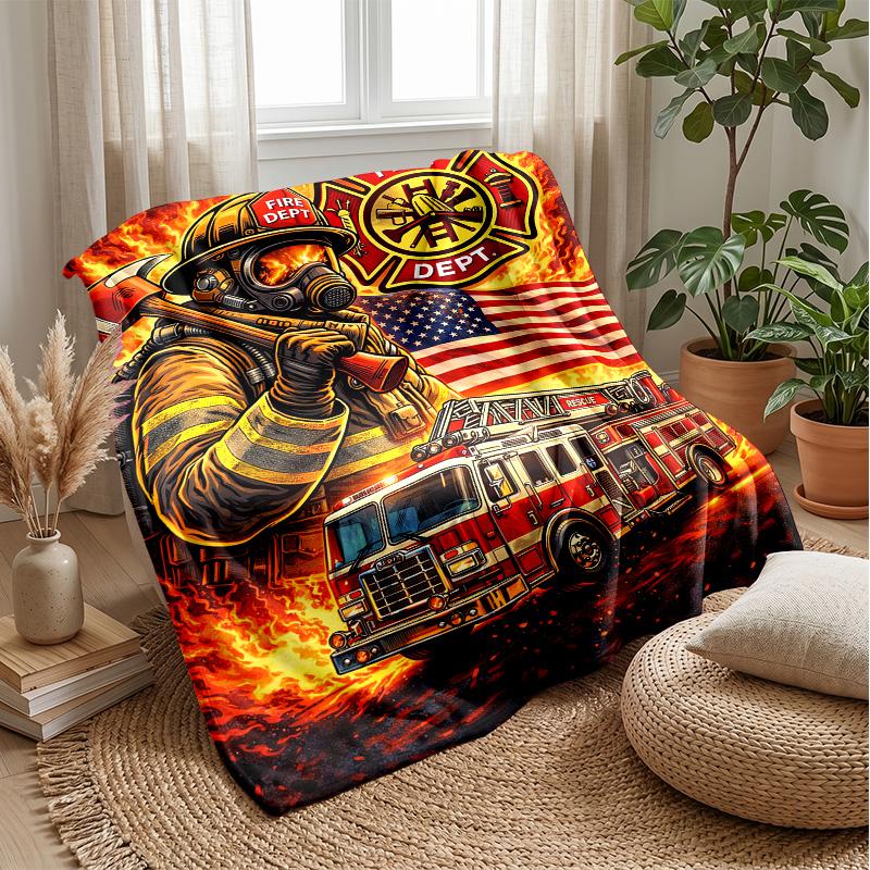 Fire-Racing Monster Trucks Theme Blanket Lightweight Warm Flannel Blanket Decorative Throw Blanket for Home Decoration